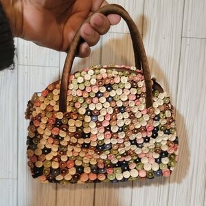 Vintage Chista Handmade Multicolor Beaded Button Bag HTF
